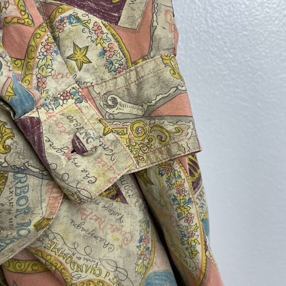 Rouie Women's Silk Blouse Size 12 Button Up Shirt Top Multi Vino Wine Print - Picture 12 of 12